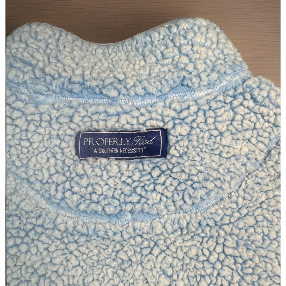 Properly Tied Pintail Sherpa Pullover 1/4 Zip Size Medium Blue Cream Fleece‎ - Picture 5 of 6